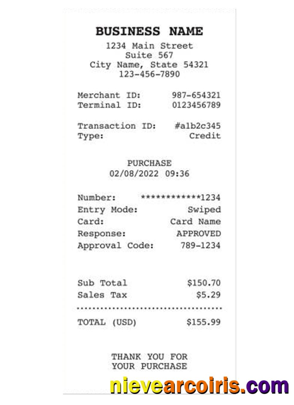 BUSINESS COMPANY receipt version 2